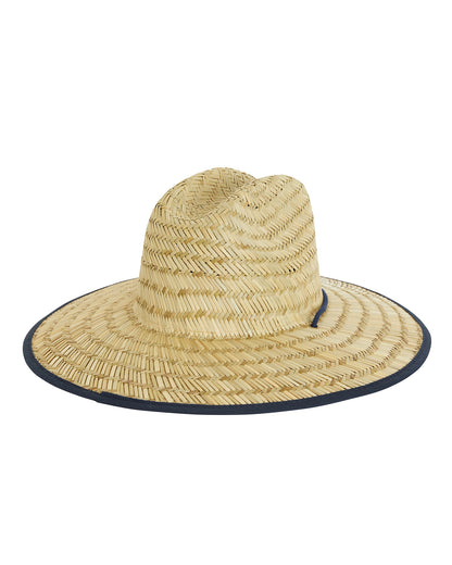 Back view of the Okanui wide brim straw hat