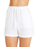 Womens - Linen Shorts - White