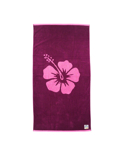 Hibiscus Beach Towel - Berry Lilac