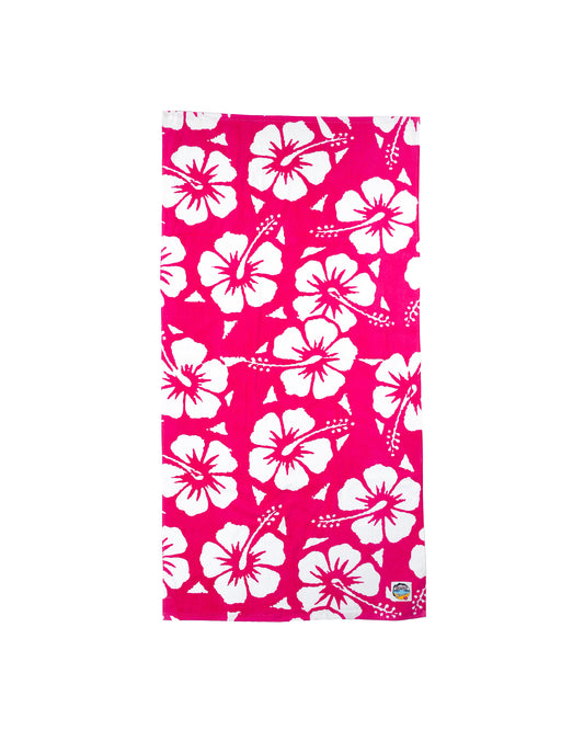 Beach Hibiscus Towel - Pink White