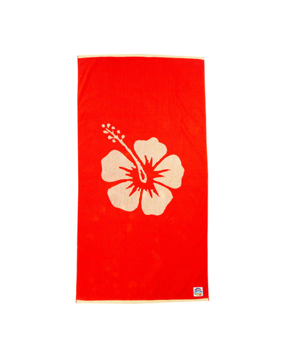 Hibiscus Beach Towel - Flame Lemon