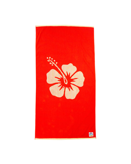 Hibiscus Beach Towel - Flame Lemon