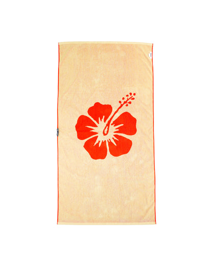 Hibiscus Beach Towel - Flame Lemon