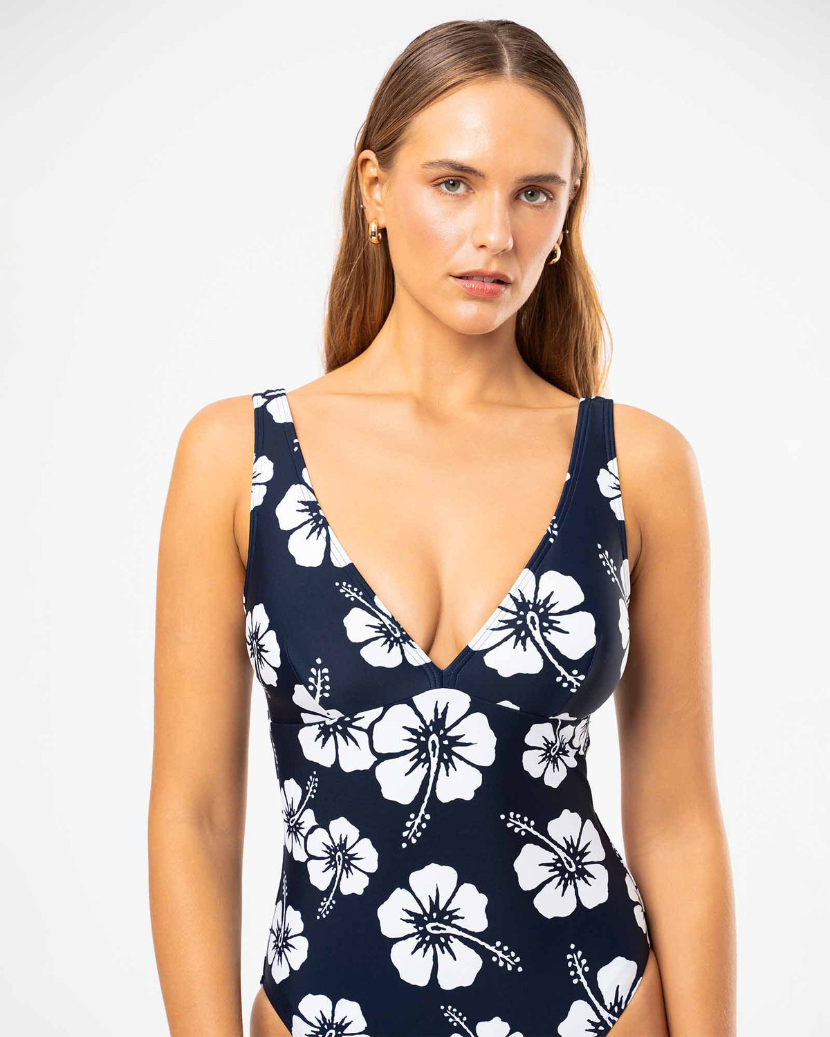 Trapezium One Piece - Hibiscus Navy