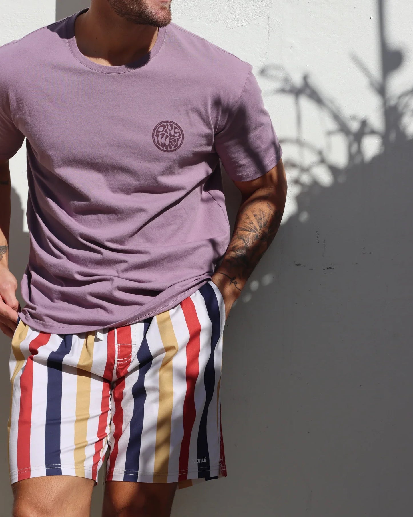 Mens - Heritage Walk Short - Straight Lines - Stone Multi
