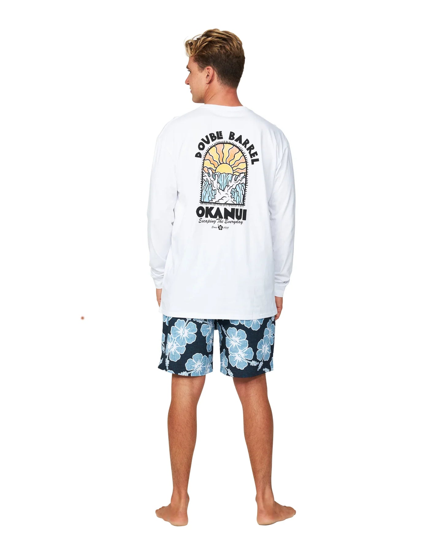 Mens - Long Sleeve T-Shirt - Double Barrel - White