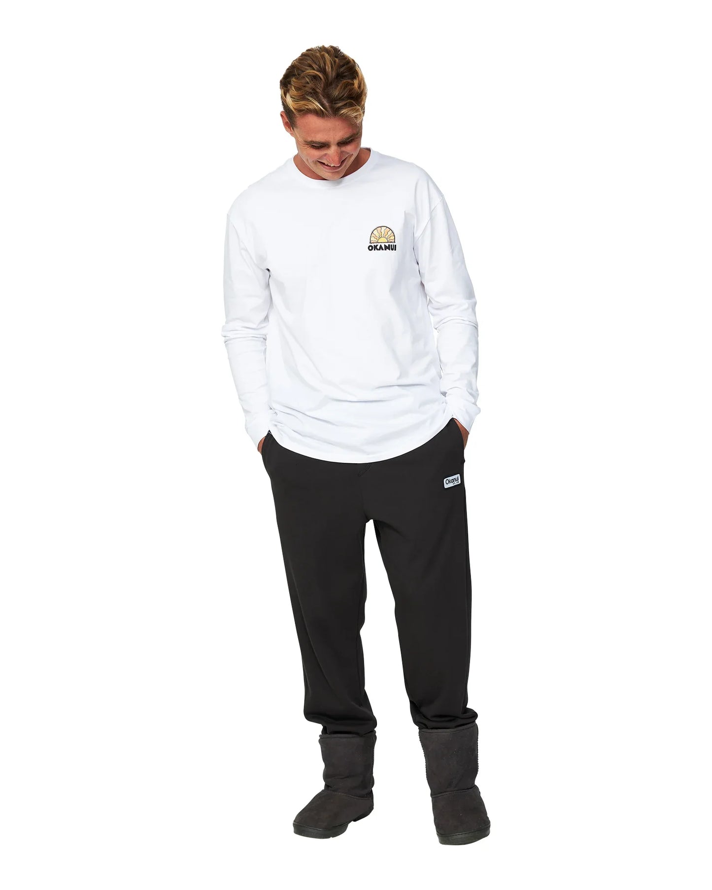 Mens - Long Sleeve T-Shirt - Double Barrel - White