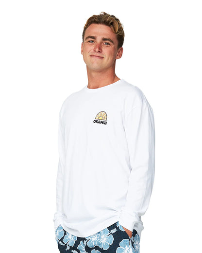 Mens - Long Sleeve T-Shirt - Double Barrel - White