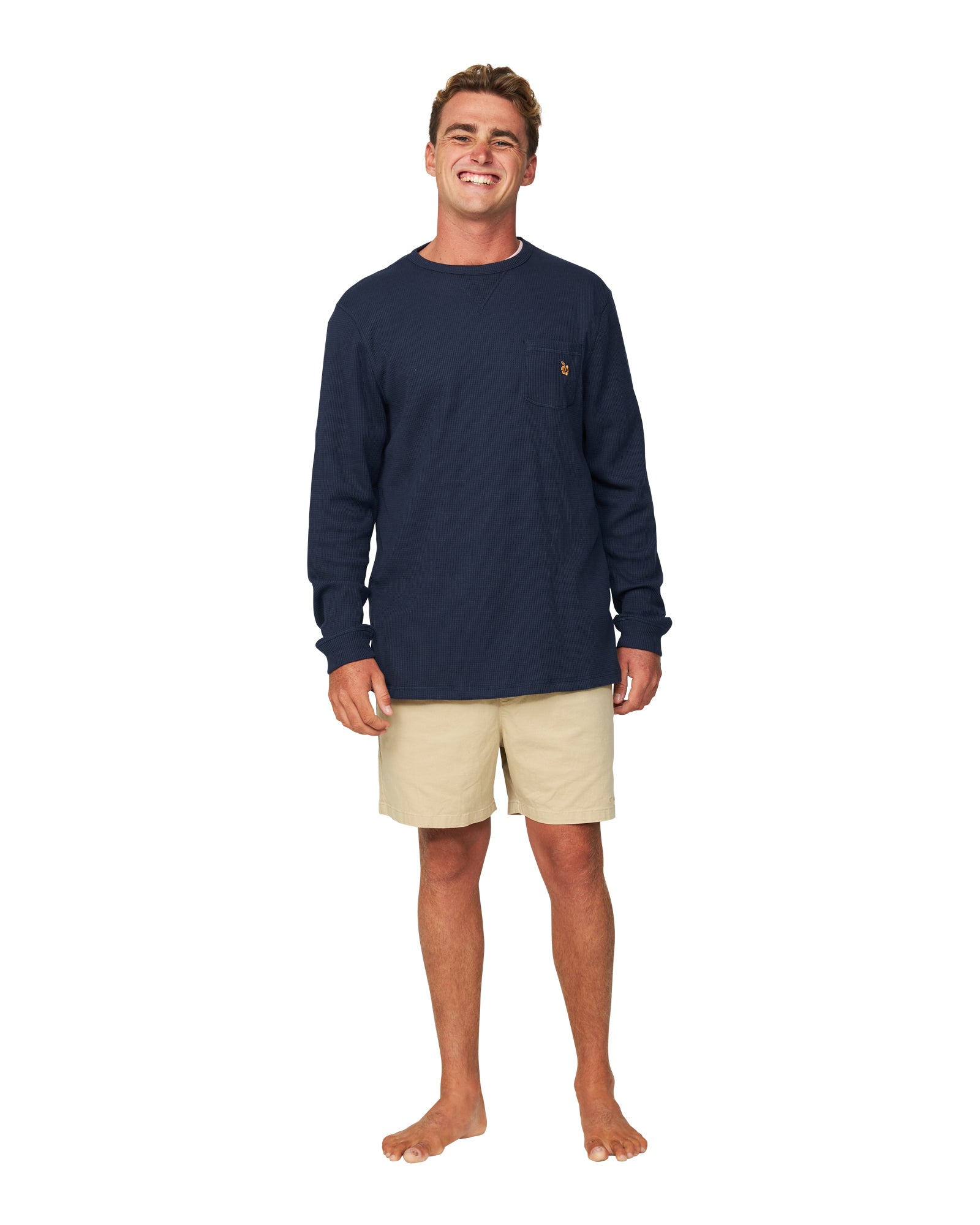 Mens - Long Sleeve T-Shirt - Waffle - Navy