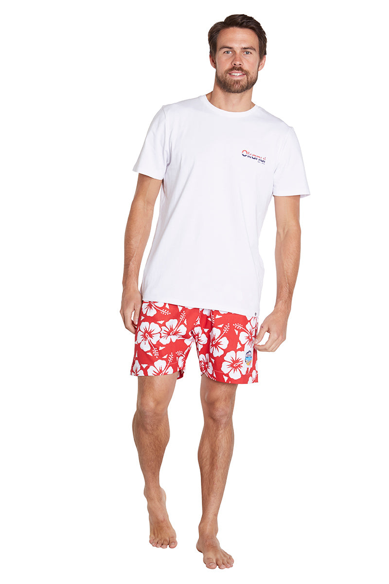 Mens - Classic Short Shorts - Hibiscus Red - Australian Made