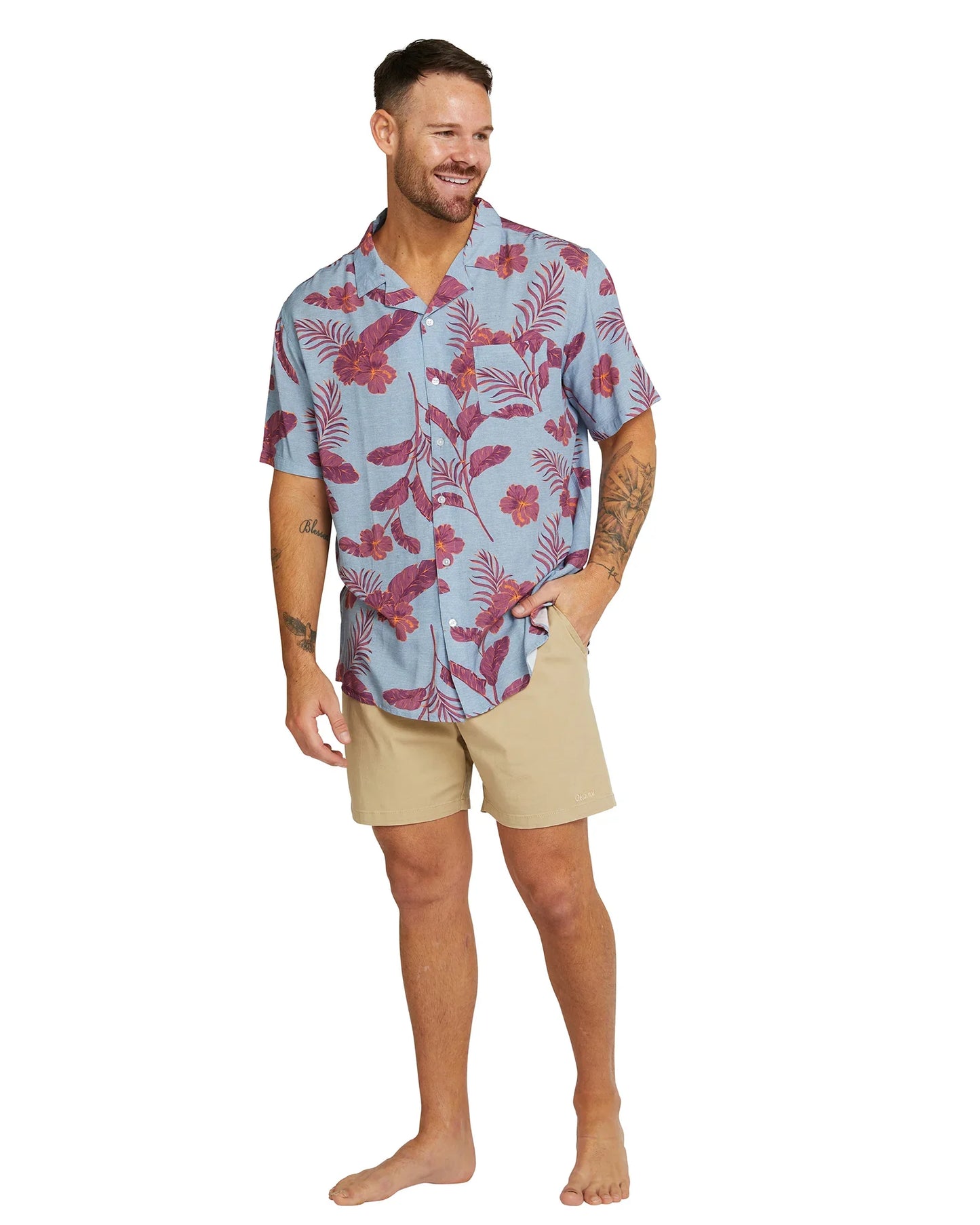 Mens - Aloha Shirt - Tropical Highlights - Steel