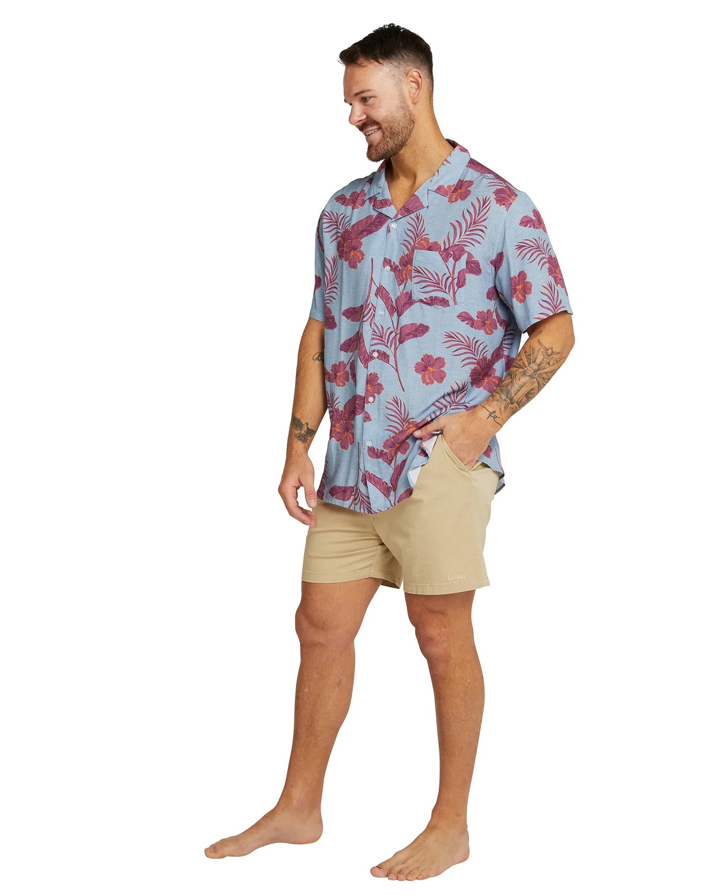Mens - Aloha Shirt - Tropical Highlights - Steel