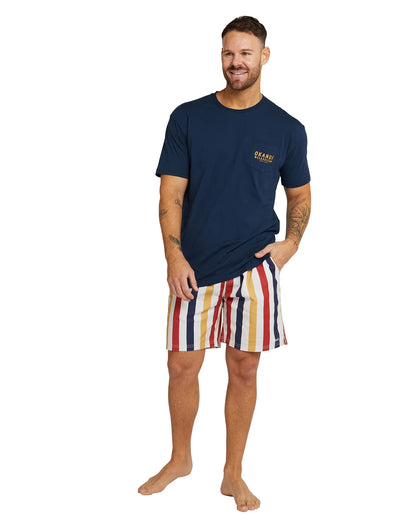 Mens - Heritage Walk Short - Straight Lines - Stone Multi