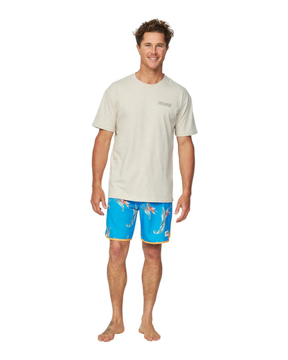 Mens - Retro Boardrider Boardshort - Paradise - Blue Gold