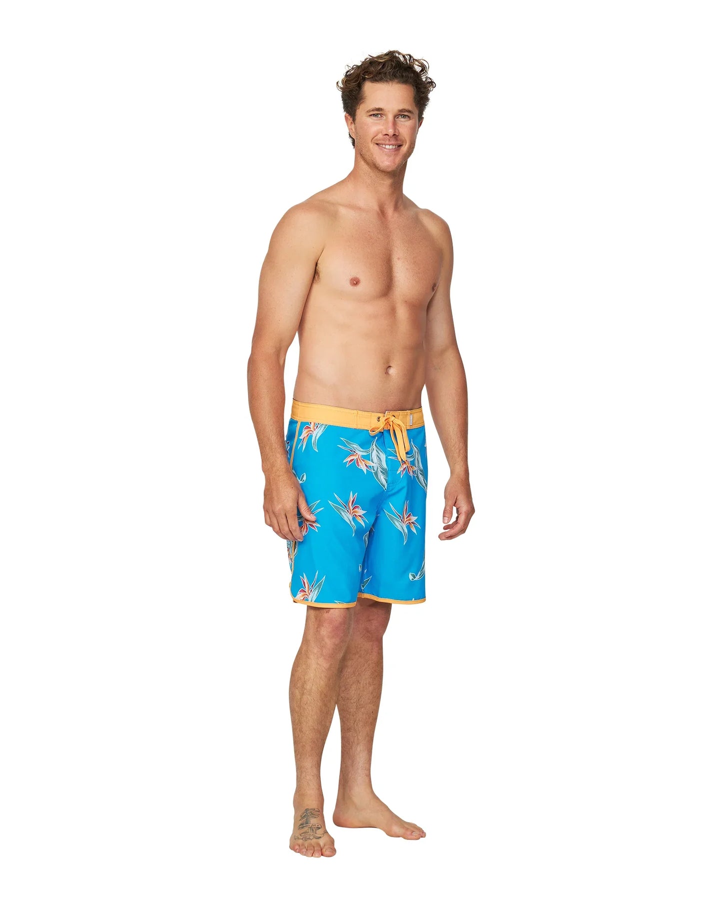 Mens - Retro Boardrider Boardshort - Paradise - Blue Gold