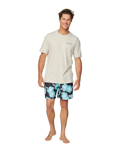 Mens - Swim Short - Way Back When - Black Aqua