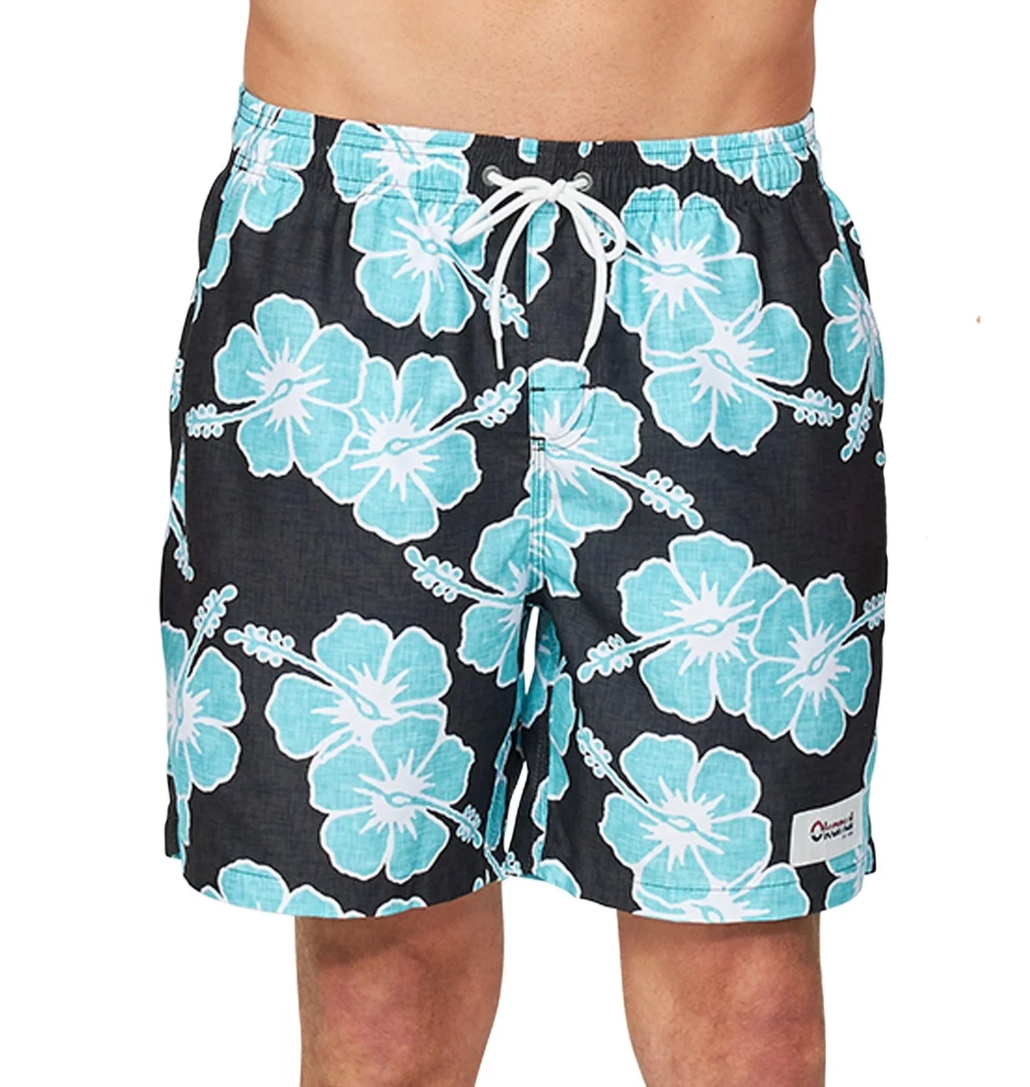 Mens - Swim Short - Way Back When - Black Aqua