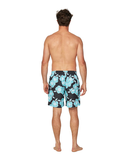 Mens - Swim Short - Way Back When - Black Aqua