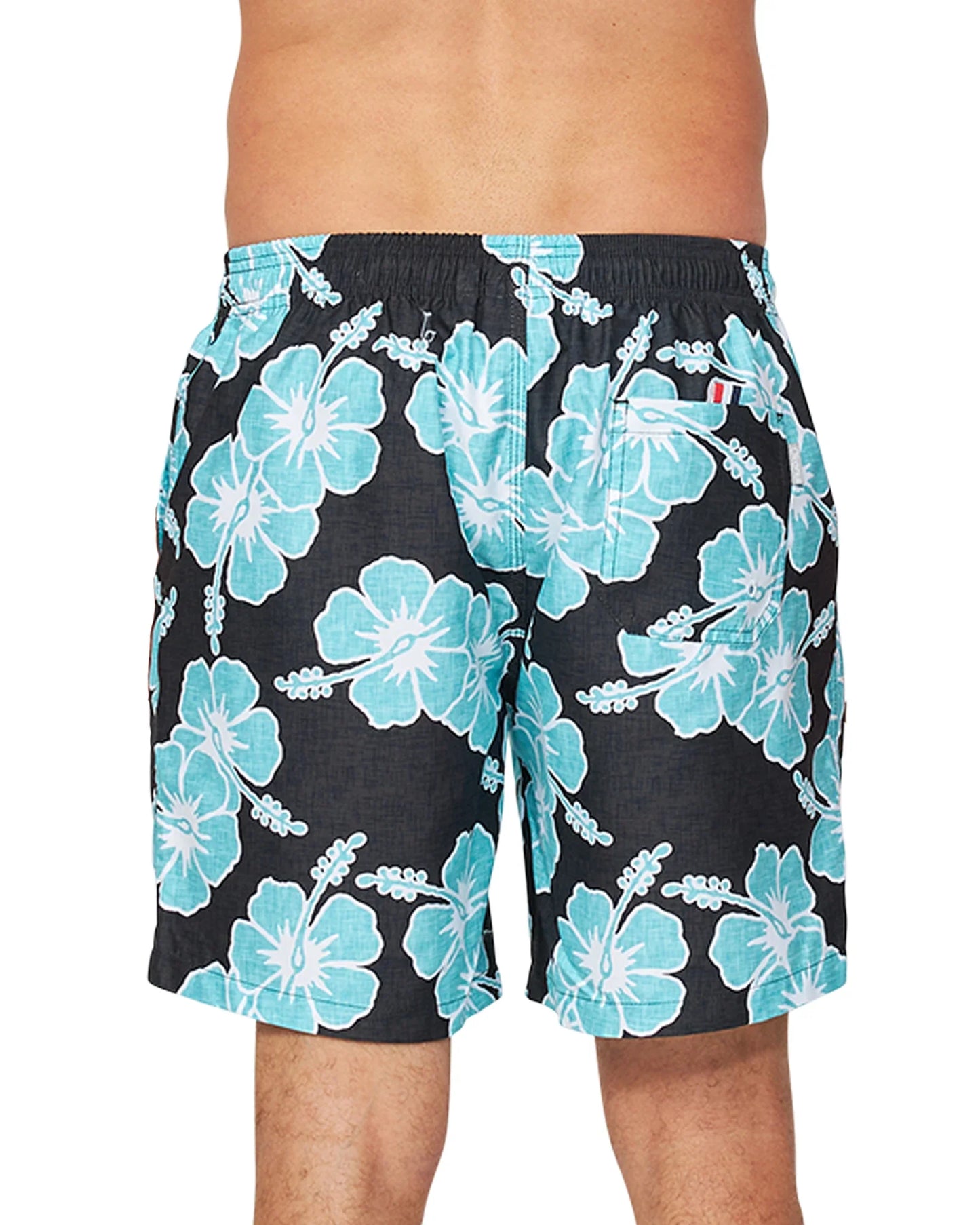 Mens - Swim Short - Way Back When - Black Aqua