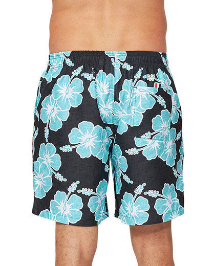 Mens - Swim Short - Way Back When - Black Aqua