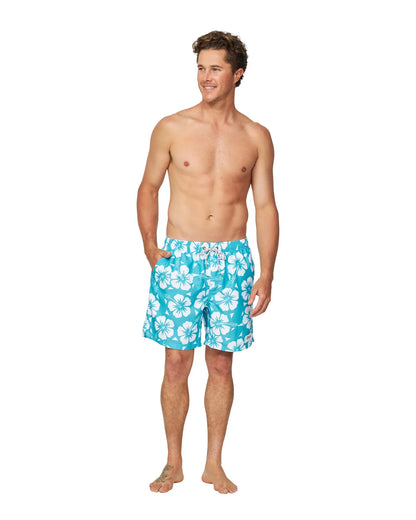 Mens - Swim Short - Hibiscus Aqua