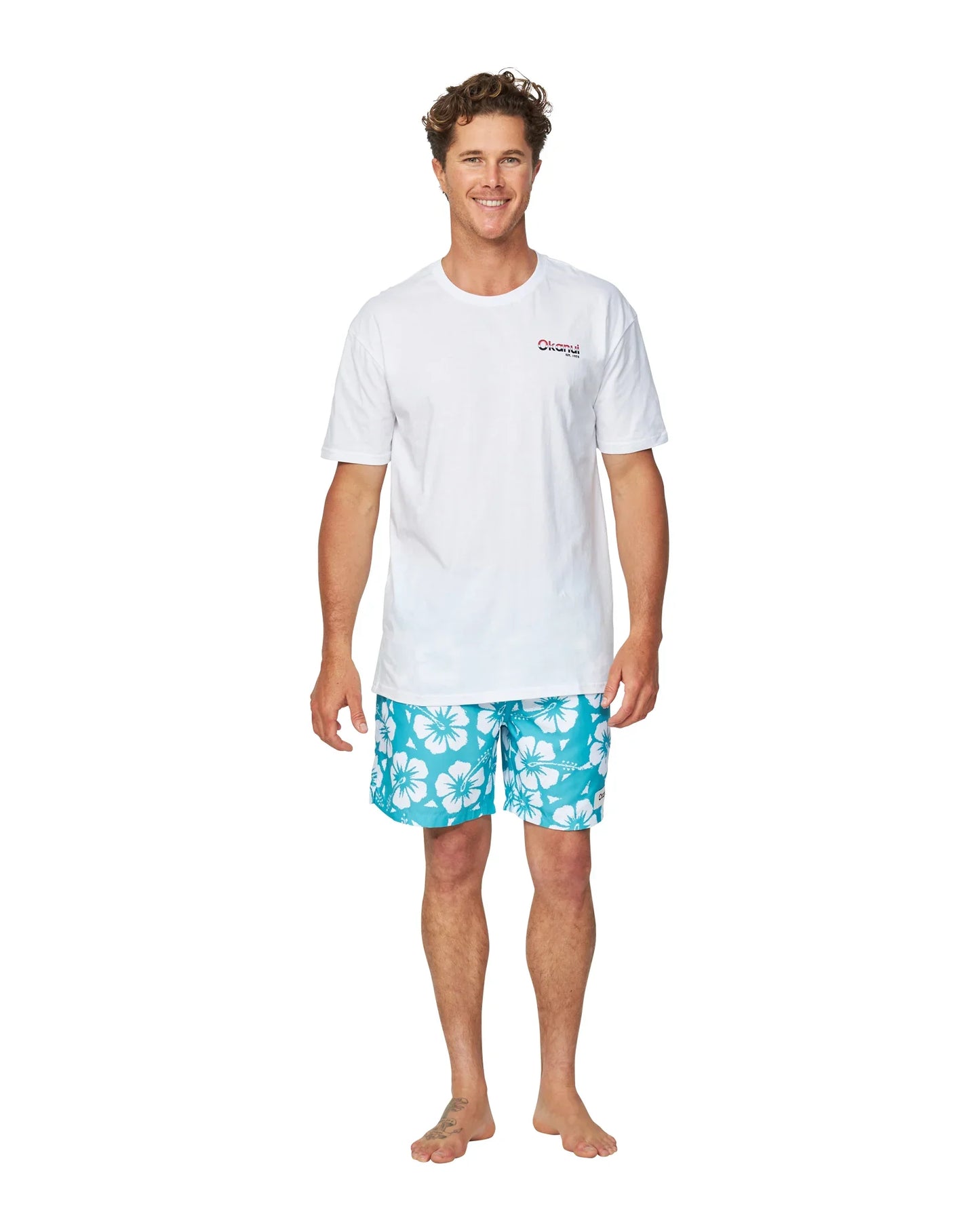 Mens - Swim Short - Hibiscus Aqua