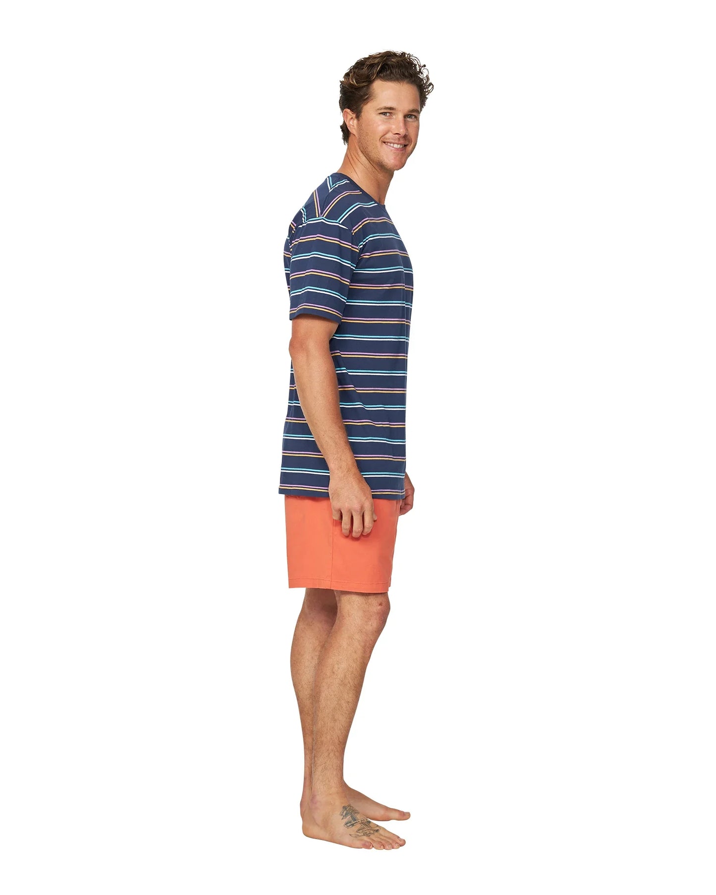Mens - T-Shirt - Stripe Staple - Navy Multi