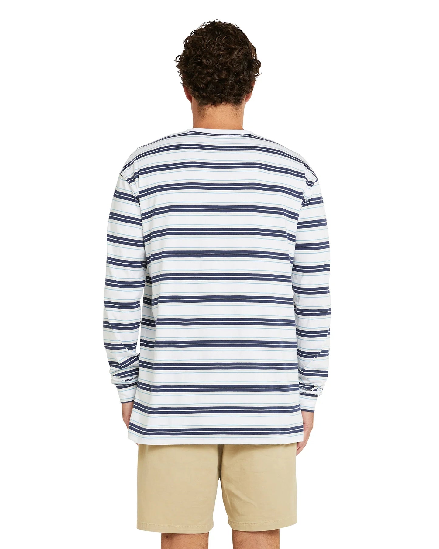 Mens - Yarn Dye Long Sleeve T's - Parker - White Stripe