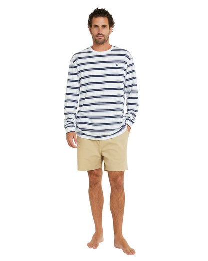 Mens - Yarn Dye Long Sleeve T's - Parker - White Stripe