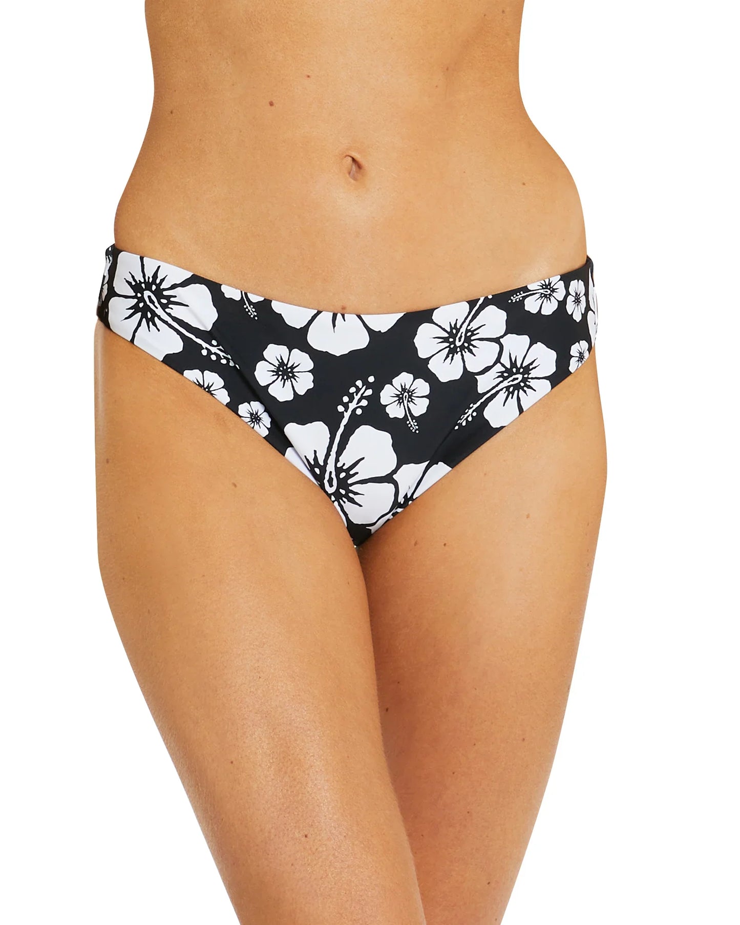 Womens - Swim Bottom - Regular Brief Bikini - Bayside - Hibiscus Black