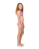 Girls - Swim Bikini Set - Crop Bikini Set - Hibiscus Hot Pink