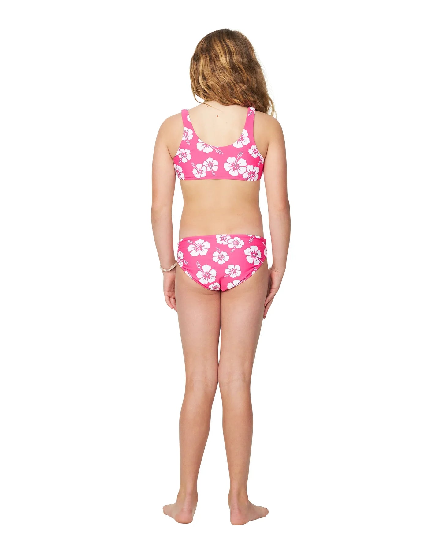 Girls - Swim Bikini Set - Crop Bikini Set - Hibiscus Hot Pink