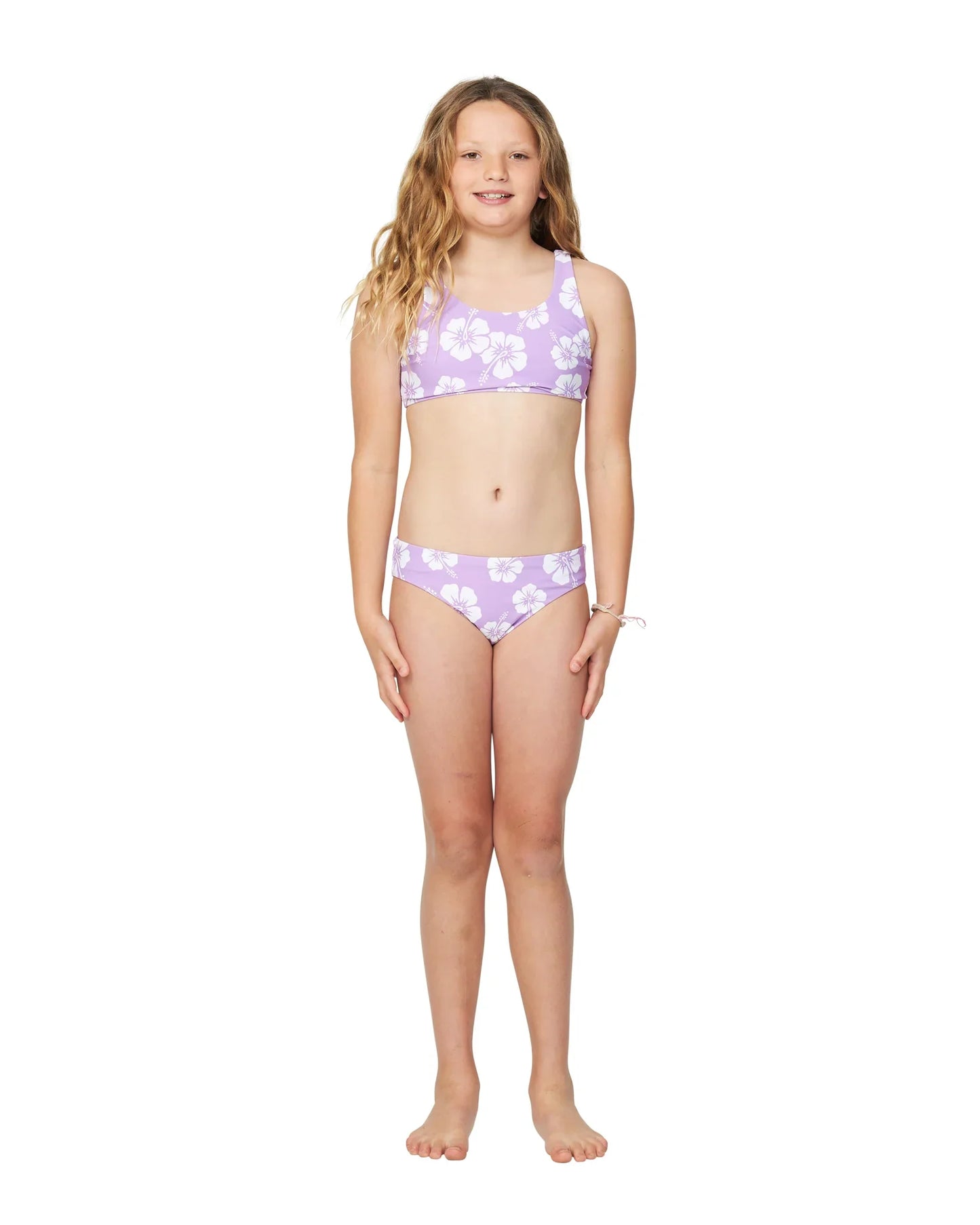 Girls - Swim Bikini Set - Crop Bikini Set - Hibiscus Lilac