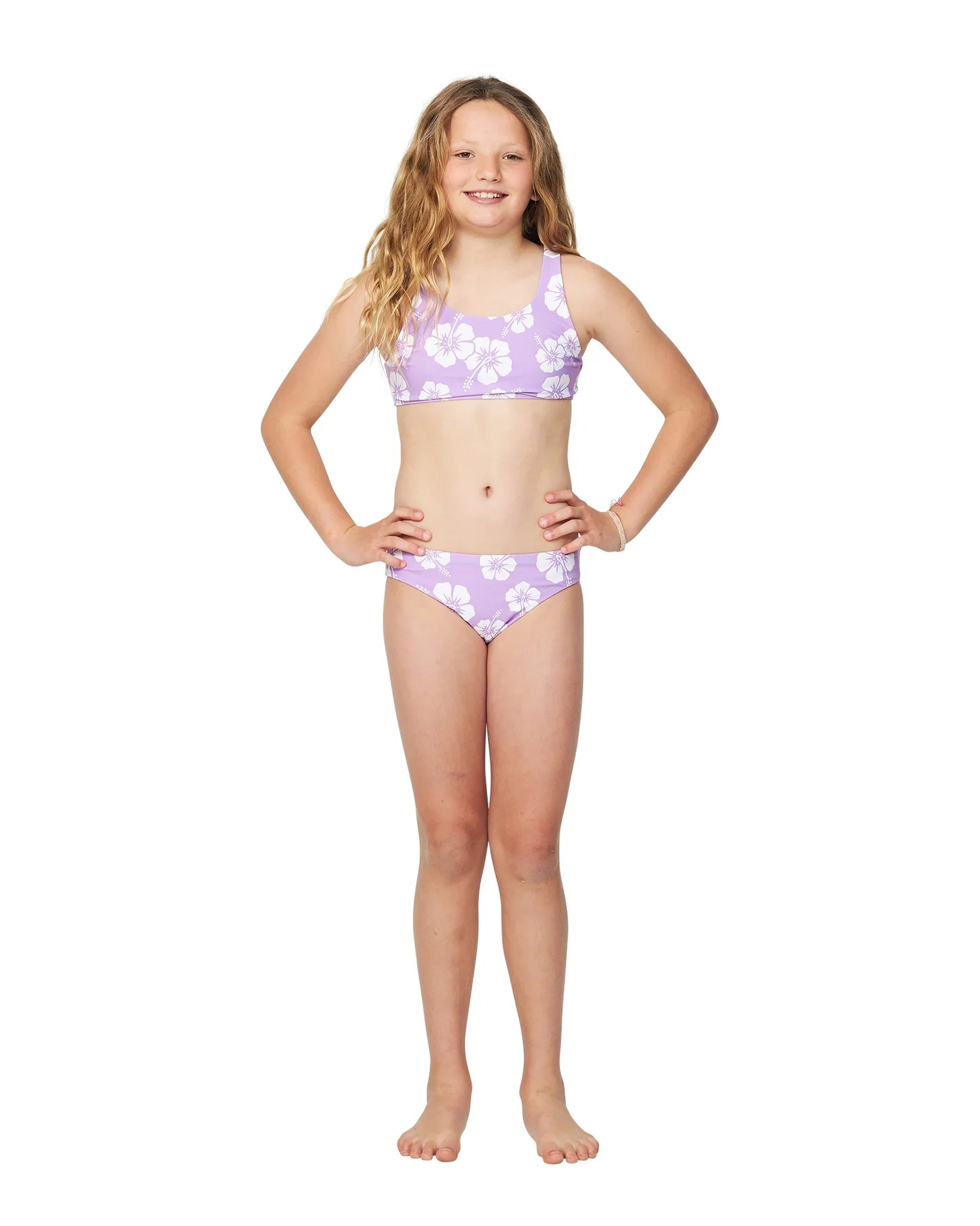 Girls - Swim Bikini Set - Crop Bikini Set - Hibiscus Lilac