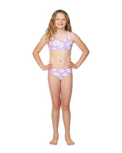 Girls - Swim Bikini Set - Crop Bikini Set - Hibiscus Lilac