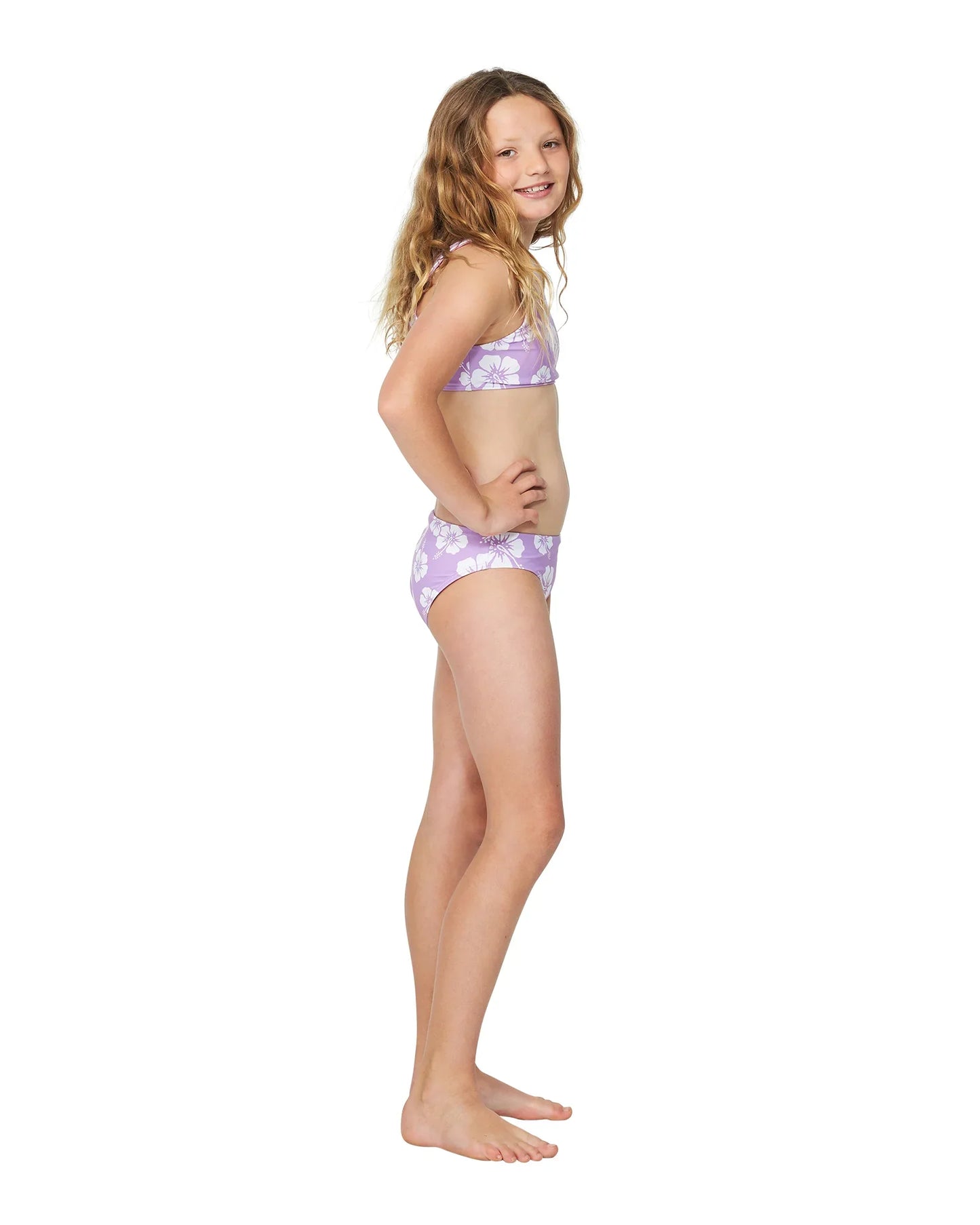 Girls - Swim Bikini Set - Crop Bikini Set - Hibiscus Lilac