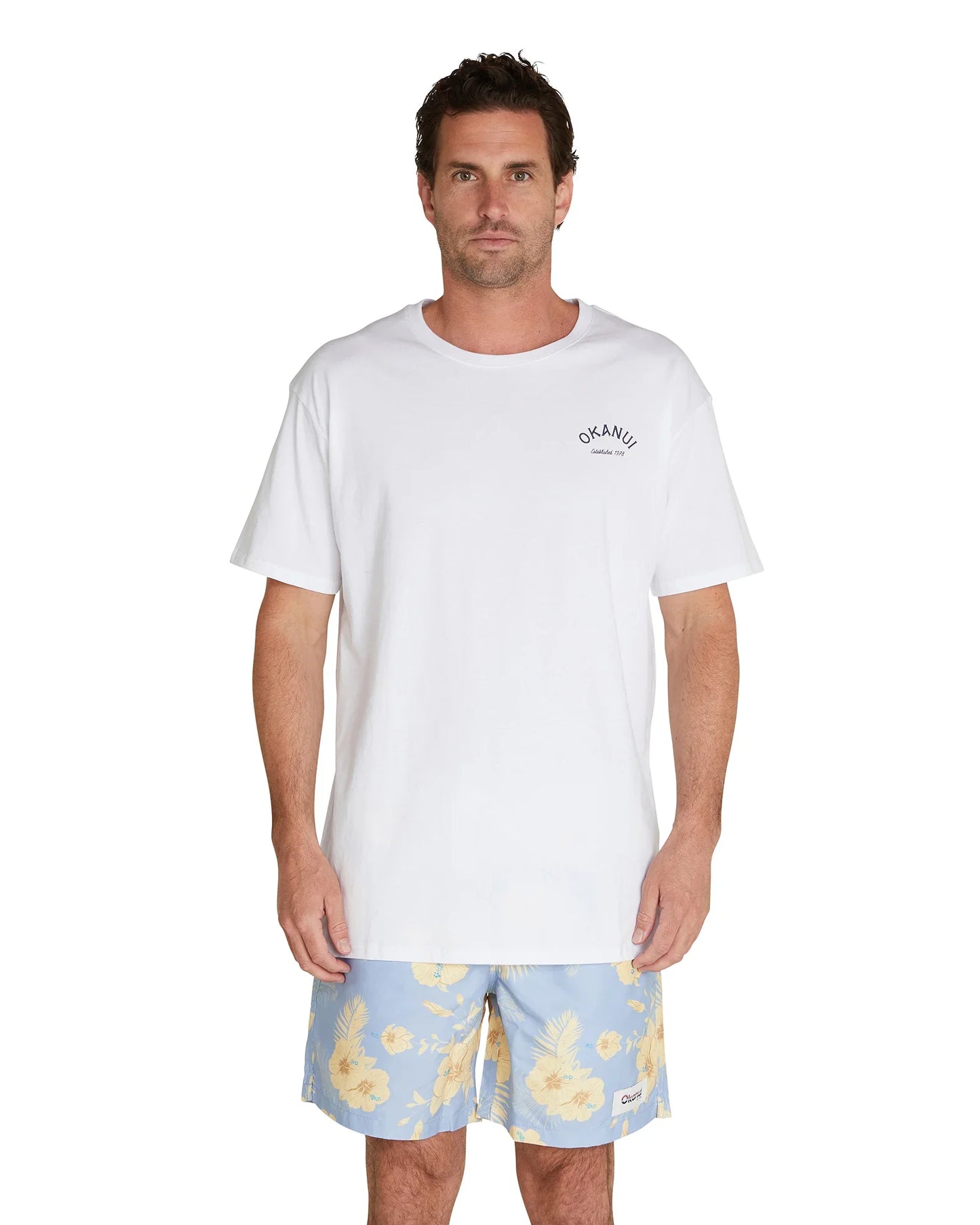 Mens - T-Shirt - Sunrise Palm - White