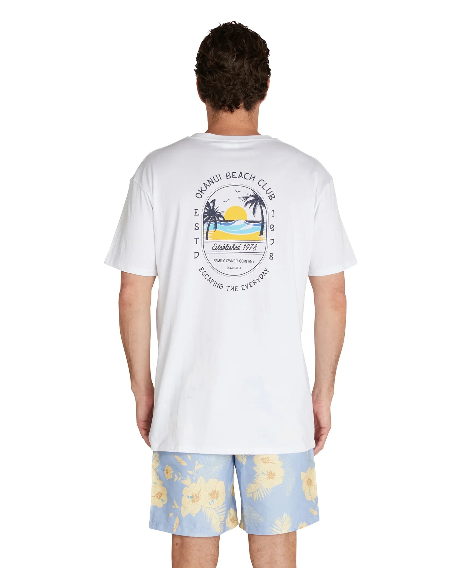 Mens - T-Shirt - Sunrise Palm - White