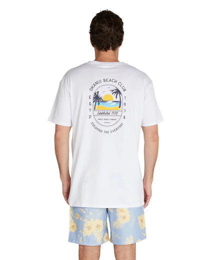 Mens - T-Shirt - Sunrise Palm - White
