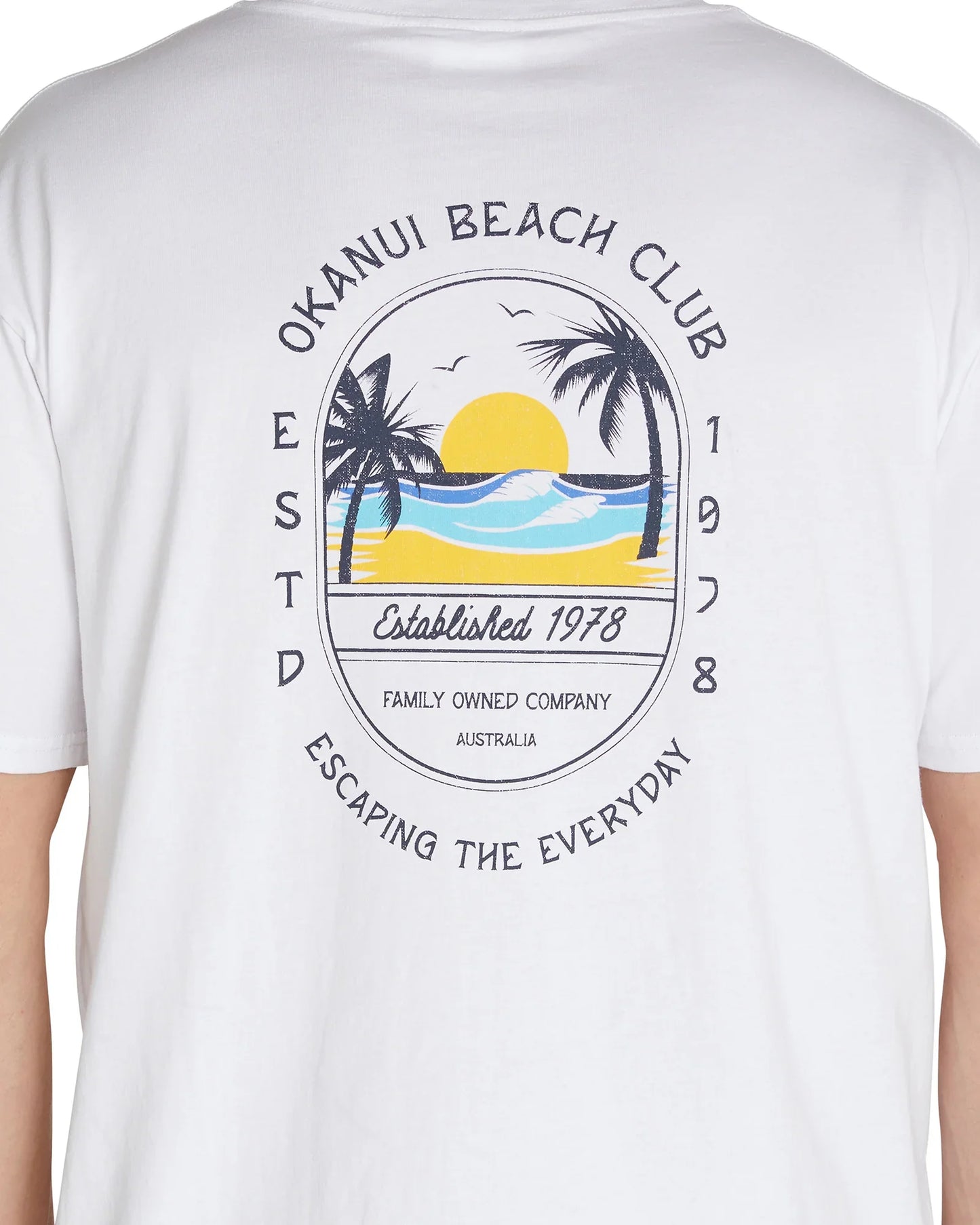 Mens - T-Shirt - Sunrise Palm - White