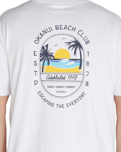 Mens - T-Shirt - Sunrise Palm - White