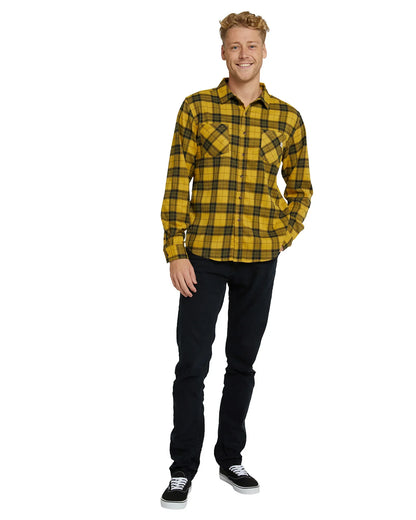 Mens - Flannel Long Sleeve Shirt - Hiker - Mustard