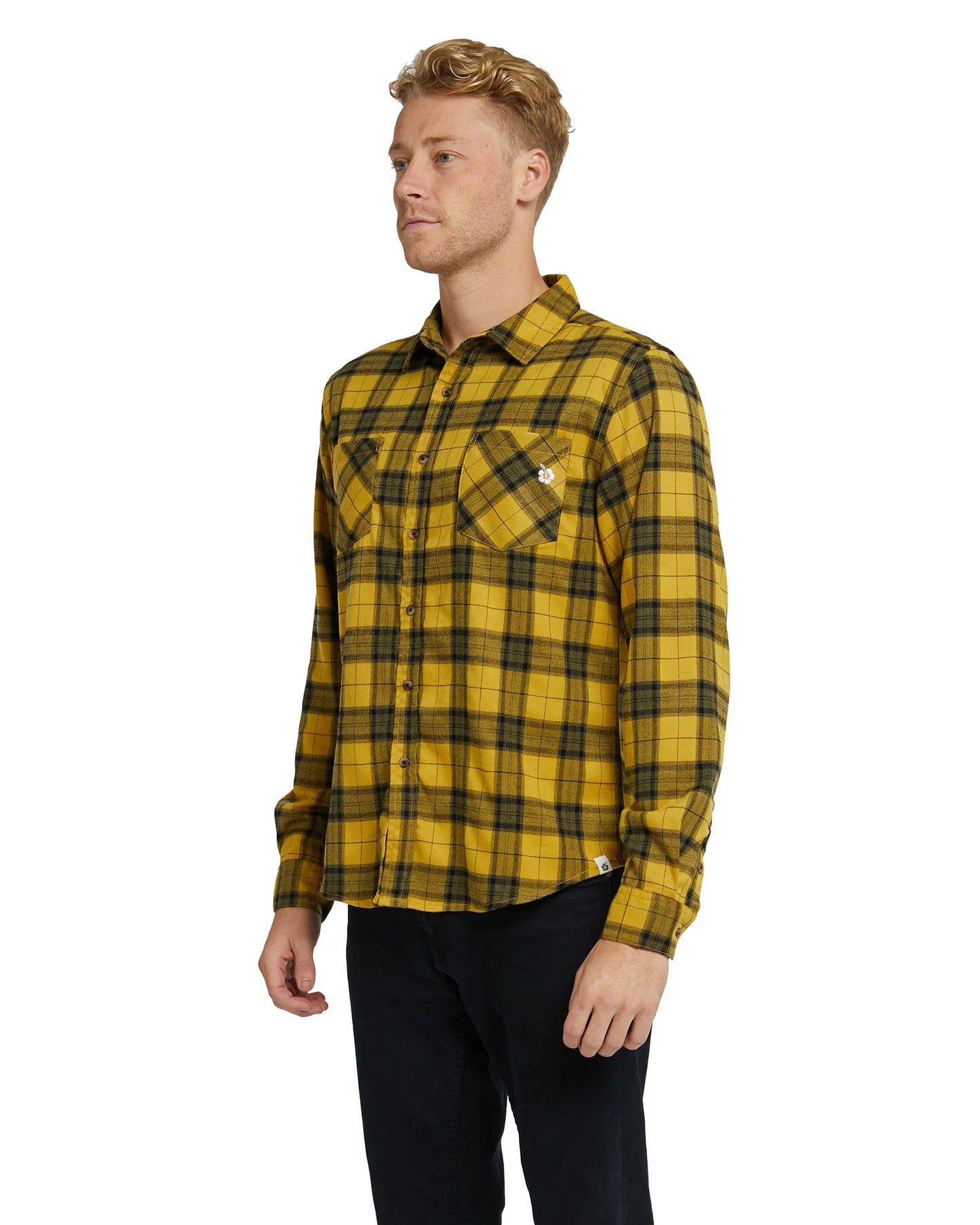Mens - Flannel Long Sleeve Shirt - Hiker - Mustard