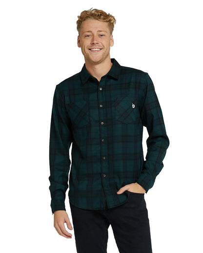 Mens - Flannel Long Sleeve Shirt - Hiker - Navy/Green