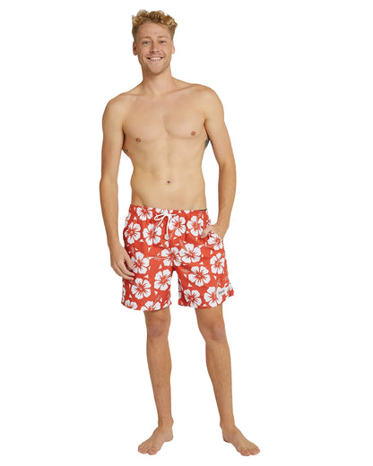 Mens - Swim Short - Hibiscus - Red Pepper