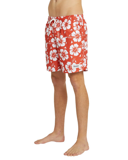Mens - Swim Short - Hibiscus - Red Pepper
