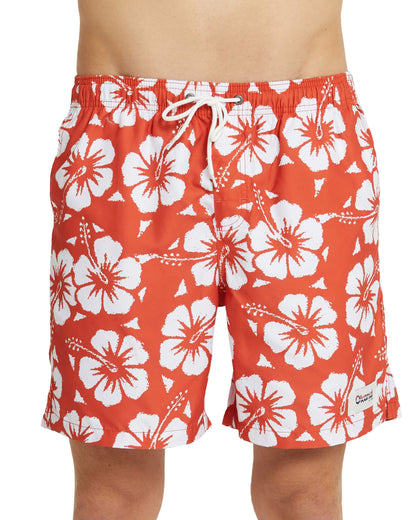 Mens - Swim Short - Hibiscus - Red Pepper