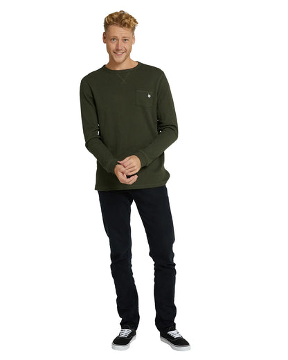 Mens - Long Sleeve T-Shirt - Waffle - Companion - Moss