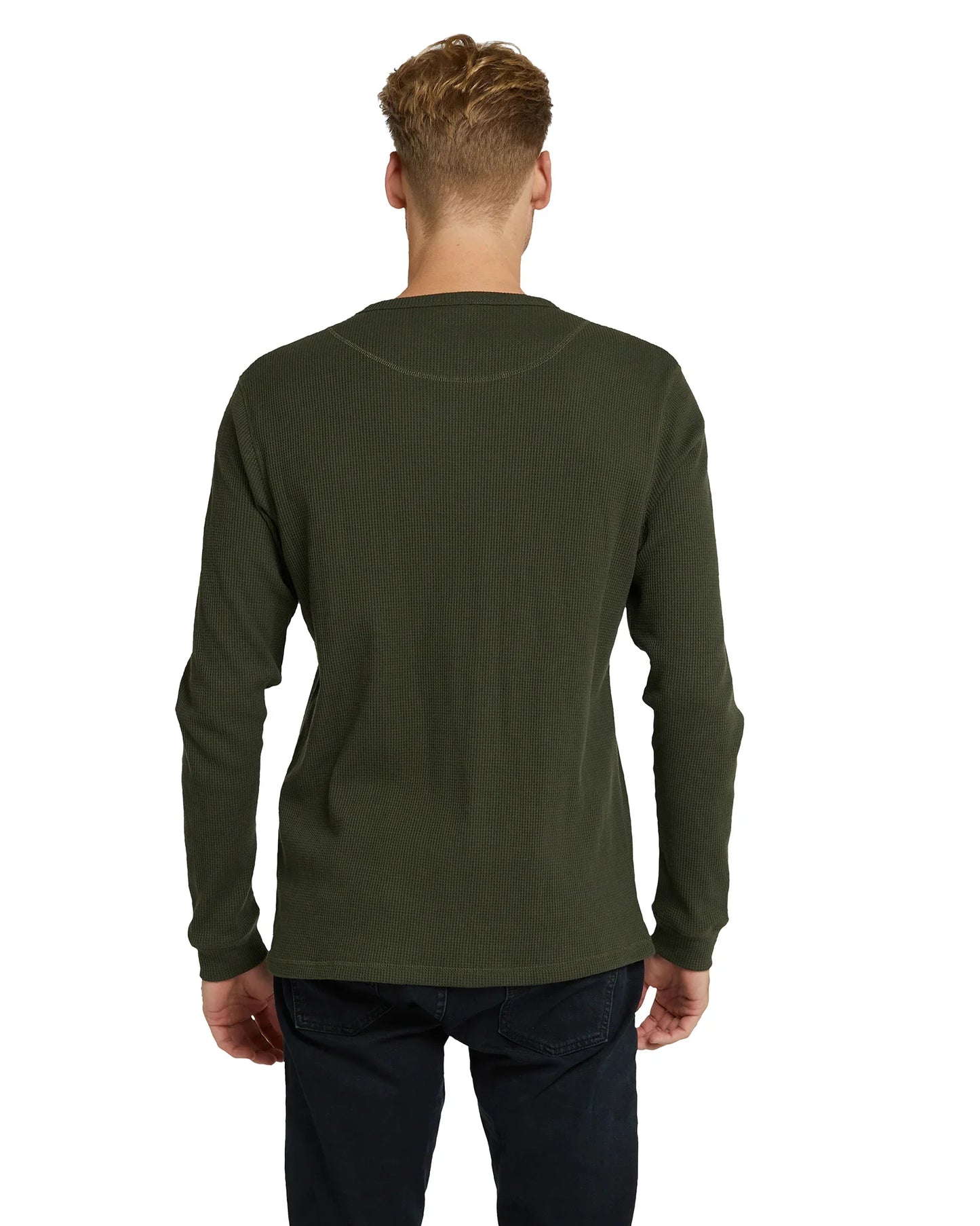 Mens - Long Sleeve T-Shirt - Waffle - Companion - Moss