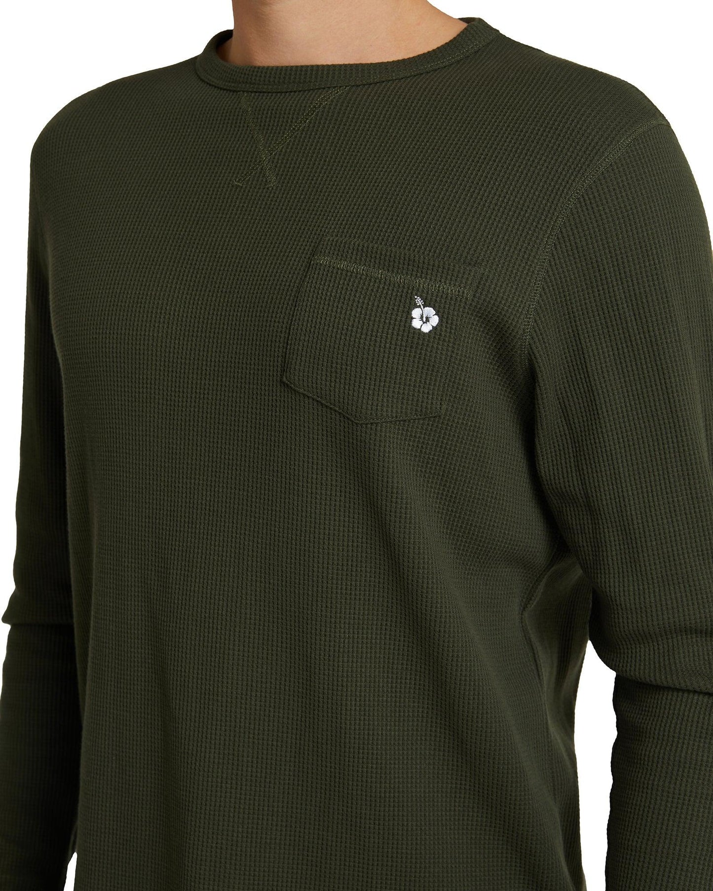 Mens - Long Sleeve T-Shirt - Waffle - Companion - Moss